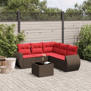 Brown Poly Rattan Garden <b>Sofa</b> <b>Set</b> With Cushions Outdoor Furniture Contemporary Style - Product Image 1
