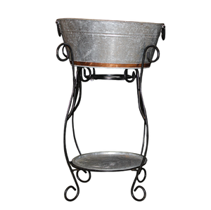 Modern Round Shape Galvanized Wine Bucket With Stand Ice <b>Cooler</b> Iron Wine Tub Indoor Outdoor Parties For Home Decoration On Sale - Product Image 3