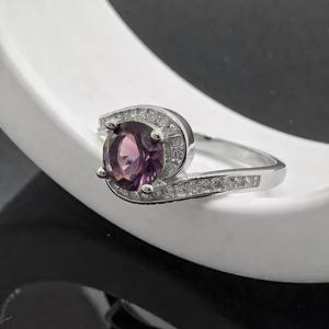 แหวนหมั้น/แหวนแต่งงานเงินแท้ทรงอเล็กซานเดรีย ประดับพลอย ของขวัญวันเกิดสำหรับผู้หญิง - Product Image 3