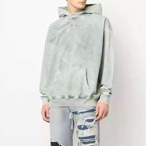 เสื้อฮู้ดผู้ชายลายไท-ได ทรงโอเวอร์ไซส์ แขนปกติ ผ้าฝ้ายเฟรนช์เทอร์รี่ สวมใส่สบายๆ สำหรับฤดูใบไม้ร่วง มีกระเป๋า - Product Image 4