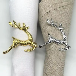 Hollow Deer Shape Napkin <b>Rings</b> Zinc Alloy Christmas Table Decor 4.5cm Width Novelty Design - Product Image 3