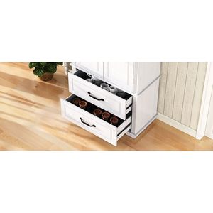 Armoire de cuisine K K 71 blanche de style farmhouse, 8 portes, 3 étagères, 2 grandes étagères, modèle D0100XFQ1SJ pour cuisine, salle à manger, salon - Product Image 4