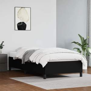 Base de Cama Twin XL Tapizada en Cuero Sintético Negro, Madera de Ingeniería con Base de Contrachapado, Categoría de Producto Tapizado - Product Image 1