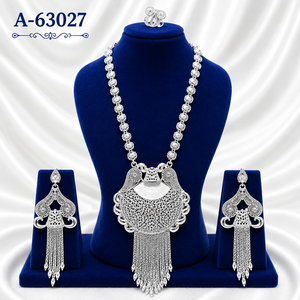MOLL JEWELLERS Indian Bridal <b>Necklace</b> Set <b>Statement</b> Pendant Earrings Zinc Alloy Zircon Trendy Gold Silver Plated A-63027 - Product Image 1