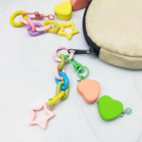 Meilleures ventes : Porte-clés en PVC en forme de cœur, imprimé UV, avec breloque de sac en alliage de zinc, mignon et tendance pour sacs à main