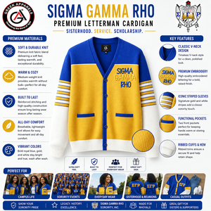 Sigma Gamma Rho Sorority Embroidered Knitted <b>Acrylic</b> Women's Cardigan | Simple Vintage Style Customizable Button Anti-Wrinkle - Product Image 5