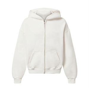 Sweat à capuche zippé intégral personnalisé avec logo, en coton bicolore, molleton uni pour hommes - Product Image 1