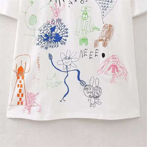 เสื้อยืดคอกลมแขนสั้นพิมพ์ลายสำหรับผู้หญิง ผ้าฝ้ายพรีเมียม นุ่มสบาย เหมาะสำหรับแบรนด์แฟชั่น สั่งซื้อจำนวนมาก - Product Image 4