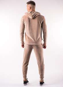 Survêtement de sport pour homme en velours bleu, personnalisable avec logo, marque privée, à la mode, avec fermeture éclair - Product Image 2