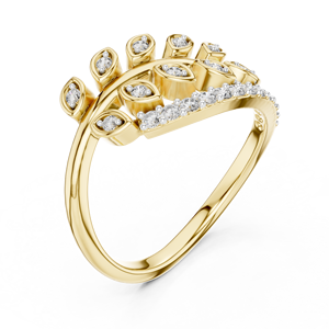Bague de mariage en or massif 14K 18K avec diamant de laboratoire taille brillant rond DEF VVS, sertie de feuilles, pour femme, bijoux fins - Product Image 3