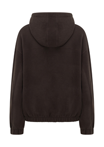 Women's Oversized Hooded Pullover Sweatshirt Solid Color Long Sleeve Drop Shoulder <b>Fleece</b> <b>Zipper</b> Front Autumn Wear - Product Image 2