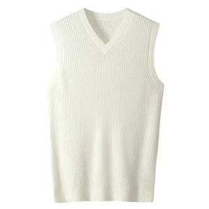 Custom Men Sleeveless Sweater Warm Knit Polyester Autumn/Winter <b>Vest</b> Black V Neck Knit <b>Vest</b> OEM Wholesale Manufacturer Supplier - Product Image 6