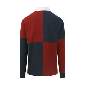 Chemise décontractée à manches longues pour homme, tricotée, style urbain, séchage rapide, col rouge et bleu marine avec boutons sur le devant - Product Image 2