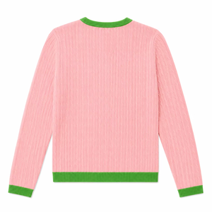Wholesale Custom Logos <b>Cable</b> <b>knit</b> Sorority Crew Neck Varsity <b>Cardigan</b> Embroidery work High-Quality material - Product Image 2