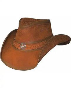 Sombrero de Vaquero de Cuero de Grano Completo 2026 con Banda de Conchos de Estrella, Hecho a Mano, Estilo Western, Unisex, para Adultos, Casual, para Exteriores, Cuatro Estaciones, Deportes y Fiestas - Product Image 3