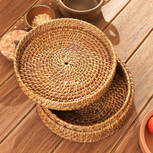 Rattan Storage <b>Box</b>, <b>Round</b> Bread Basket with Lid, Eco-friendly Rattan Jewelry Organizer & Kitchen Food Container - Product Image 3