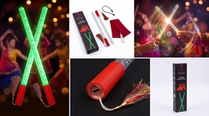 Dandiya แท่งไฟฟองน้ำหลากสีแบบทันสมัย USB เปิด/ปิดอัตโนมัติชาร์จไฟได้เอฟเฟกต์เรืองแสงมีสไตล์ดีไซน์ที่จับเรียบ - Product Image 4