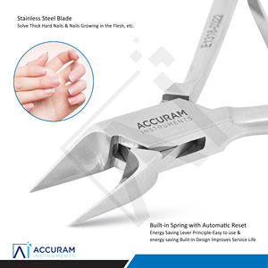 Coupe-ongles professionnel Accuram pour doigts et orteils, pince à cuticules, coupe-ongles à mâchoires affûtées en acier inoxydable, podologie, manucure, ouverture large des mâchoires - Product Image 3