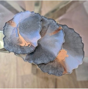Square resin <b>coaster</b> <b>set</b> with glossy finish protecting furniture surfaces daily use stylish living room decor - Product Image 6
