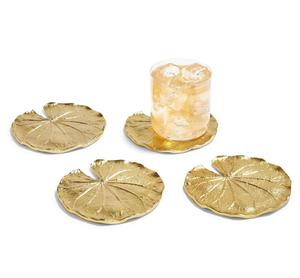 Ensemble de sous-verres en métal poli or pour bureaux modernes et accessoires de salle de réunion professionnelle - Product Image 1