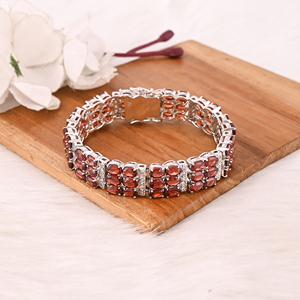 High Quality 925 Sterling Silver <b>Garnet</b> & CZ Tennis <b>Bracelet</b> Luxury Gemstone Jewelry for Unisex - Product Image 1