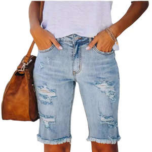 Shorts en jean décontractés respirants grande taille pour femme, style streetwear, qualité supérieure, sur mesure, nouvelle collection été - Product Image 2