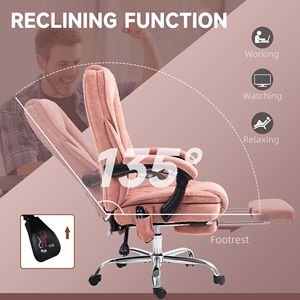 Sedia da Ufficio Rosa con Altezza e Schienale Regolabili, Massaggio a 6 Punti, Funzioni di Vibrazione e Riscaldamento e Poggiapiedi - Product Image 6
