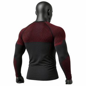 Customizable Men’s Red <b>Black</b> <b>Compression</b> <b>Shirt</b> Long Sleeve Gym Fitness Tight Base Layer Sportswear OEM Wholesale - Product Image 2