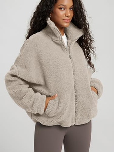 Abrigo Largo de Mujer Beige de Piel Sintética con Doble Botonadura, Cuello Alto, Grueso, Transpirable e Impermeable para Invierno - Product Image 5