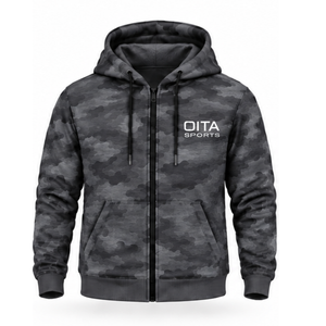 Charcoal Camo <b>Tracksuit</b> Unisex Zip Up Hooded Jacket Jogger Pants Set Custom <b>Camouflage</b> Casual Athletic Training Sportswear - Product Image 1
