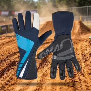 Gants de karting unisexes à doigts entiers en néoprène antidérapants pour sports de plein air, design à panneaux, couleur bleu-noir - Product Image 3