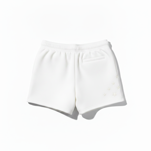 400 GSM heavy fleece <b>shorts</b> in crisp <b>white</b>. Designed for a structured yet relaxed fit, these <b>shorts</b> feature high-density - Product Image 1
