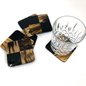 Posavasos de té de cuerno de búfalo, mesa con incrustaciones de hueso Multicolor, tableros decorativos, posavasos únicos para café y té de Faiza craft - Product Image 5
