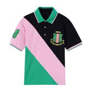 AKA <b>Black</b> Premium 08 <b>Polo</b> <b>Shirt</b> <b>Women</b> Greek Letter Embroidered Classic Collar Short Sleeve Top Quality Fabric Comfortable Fit - Product Image 1