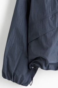 Men's Dark Blue Hooded Blouson <b>Jacket</b> With Zipper Closure Windproof Polyester Material Autumn Wear Workwear Style - Product Image 4
