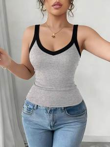Nueva Llegada, Camisetas sin Mangas de Verano 2026 de Alta Calidad para Mujer, Camisetas Básicas de Cuello Redondo y Tejido Acanalado de BD - Product Image 5