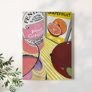 Arte de pared navideño, póster vintage de pomelo y cítricos, decoración de pared retro para cocina, impresión en lienzo - Product Image 1