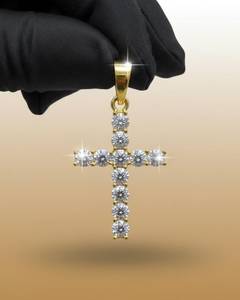 Pendentif croix religieuse chrétienne en moissanite, plaqué or 18 carats, argent 925, style hip hop, bijoux pour femmes - Product Image 2