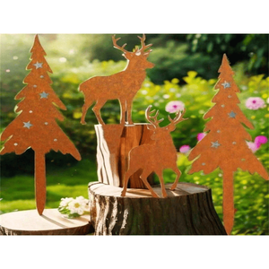 CIFbuy Adornos Rústicos de Jardín, Juego de Esculturas de Ciervos de Metal Antiguo para Decoración de Césped, Patio, Jardín, Arte Inspirado en la Granja - Product Image 6