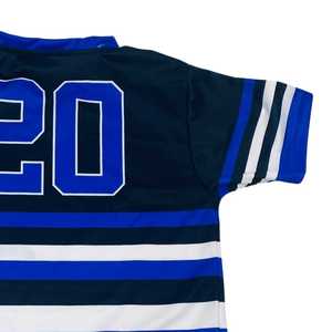 Camiseta Deportiva Casual de Manga Corta para Mujer, con Rayas Negras Finas, Azul y Blanco, Sublimada, de Poliéster, Corte Elegante - Product Image 6