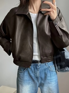 Fashion Women <b>Leather</b> <b>Biker</b> <b>Jackets</b> Wholesale Slim Fit Motorcycle <b>Jackets</b> Genuine <b>Leather</b> Outerwear for Ladies - Product Image 1