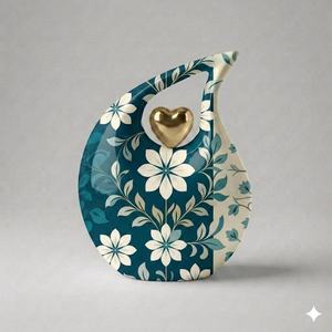 Uzair Handicrafts Urne funéraire personnalisée en forme de goutte d'eau, récipient décoratif pour cendres, couleur personnalisée, cœur floral, souvenir commémoratif - Product Image 2