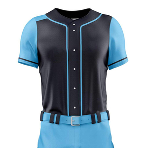 Conjunto de Uniforme de Béisbol Sublimado Personalizado, Jersey de Manga Corta y Pantalones para Hombre, Color Azul y Negro con Bloques de Color, Absorbe la Humedad, Corte Regular - Product Image 2