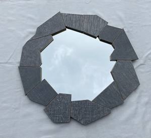 Espejo de Pared Decorativo de Madera con Acabado Shagreen de Alta Calidad, Redondo, Hecho a Mano, para Dormitorio o Sala de Estar - Product Image 1