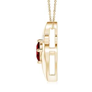 Pendentif en or massif 14 carats de style coquille, serti d'un rubis rouge naturel de taille ovale et de diamants, pierres précieuses et diamants certifiés IGI de haute qualité - Product Image 2