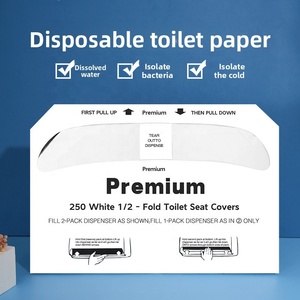 Draagbare 1/<span class=keywords><strong>2</strong></span>-halfvouwbare comfortabele biologisch afbreekbare wateroplosbare wegwerp zachte milieuvriendelijke toiletbrilhoes van papier - Product Image 2