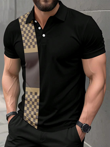 Men's Quick-Drying Polo Shirt Breathable Mesh Collar Polo Stitched Short-Sleeve Polo Premium High-quality Men's Polo Comfort - Product Image 3
