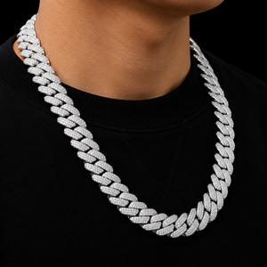 Impresionante Cadena Cubana de Oro Blanco con Micro Pavé de Moissanita, Estilo Hip Hop, Joyería Masculina Elegante y Brillante para Negocios - Product Image 3