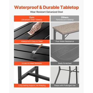 Mesa de Bar Rectangular para Exteriores con Estructura Metálica Resistente y Superficie Impermeable de 63 x 15, Altura de Barra para Patio, Superficie Impermeable - Product Image 4