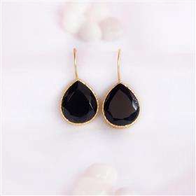 BLACK MONALISA PEAR SHAPE GEMSTONE 925 STERLING <b>SILVER</b> <b>DANGLE</b> <b>EARRINGS</b> BLACK MONALISA GEMSTONE <b>EARRINGS</b> WITH TRENDY DESIGN - Product Image 4